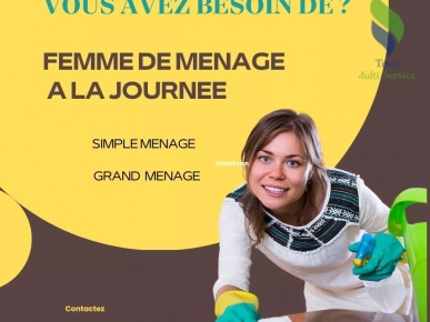 Femme de ménage à L'Aouina – Réservez par jour" Femme de ménage à L'Aouina – Réservez par jour"