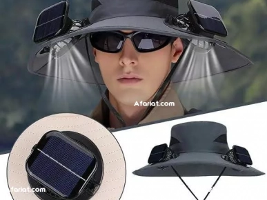 chapeau de soleil à large bord avec ventilateur intégré