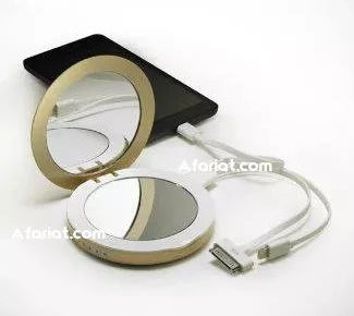 Miroir de maquillage et power bank avec éclairage LED rechargeabl