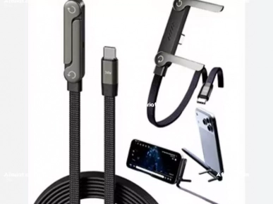 câble de charge rapide 240W USB-C vers USB-C avec support pliable