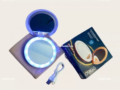 Miroir de maquillage et power bank avec éclairage LED rechargeabl