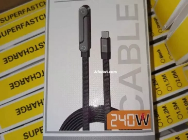 câble de charge rapide 240W USB-C vers USB-C avec support pliable