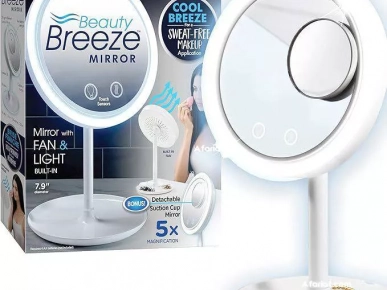 Miroir lumineux LED NuBrilliance Beauty Breeze avec ventilateur