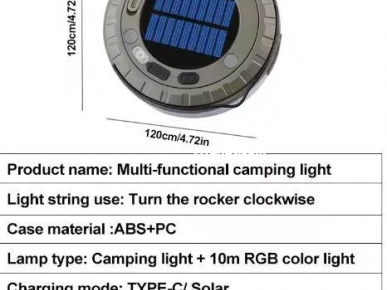 Guirlande lumineuse solaire de 10 mètres pour camping extérieur