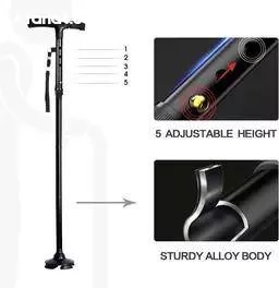 Canne de marche pliable avec lumière LED