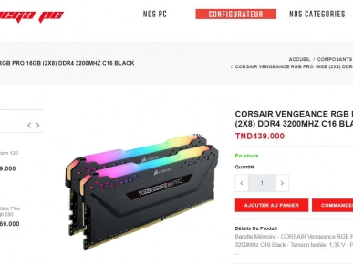 Barrettes mémoires DDR4 Corsair vengeance RGB Pro