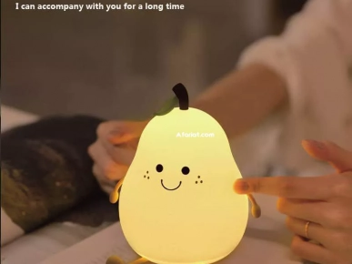 Veilleuse  rechargeable usb en silicone  forme de poire souriante