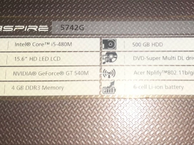 PC Acer i5 -480M