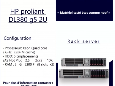 Liquidation 3 servers Hp proliant dl 380 g5   2U