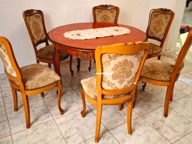 Lot complet mobilier intérieur – Canapé cuir+table bois+buffet...