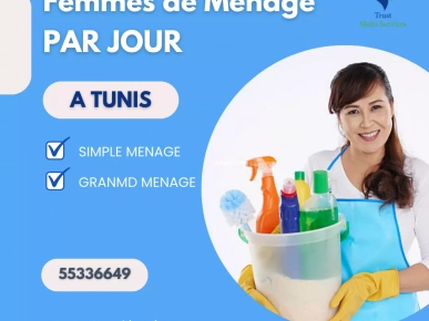 Femme de ménage par jour a Tunis Femme de ménage par jour a Tunis