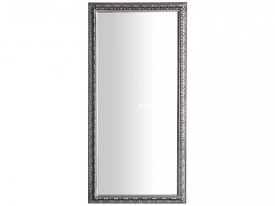Miroir ancien en bois sculpté, patiné noir et argent 100×160 cm