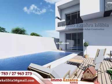 VILLA avec piscine en cours de construction à Ezzahra Hammem Ghz
