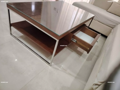 Table basse Feki Meuble en bois et inox double