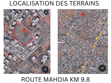 a vendre des terrains route Mahdia 9.8