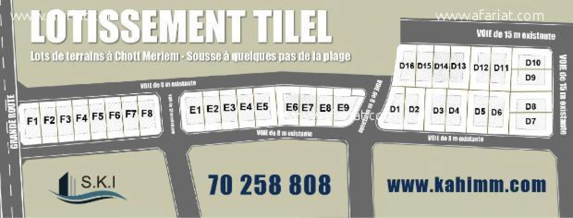 Terrains à vendre, Lotissement "TILEL"  à Chott Meriem