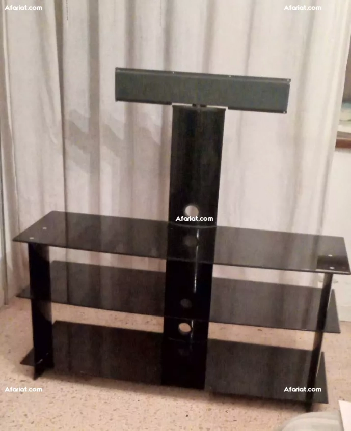 Table TV en verre noir