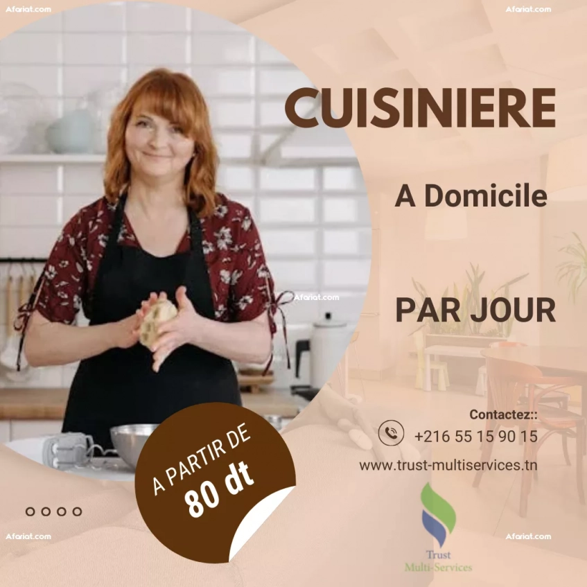 Vous cherchez une cuisiniere par jour a Hammam Lif?