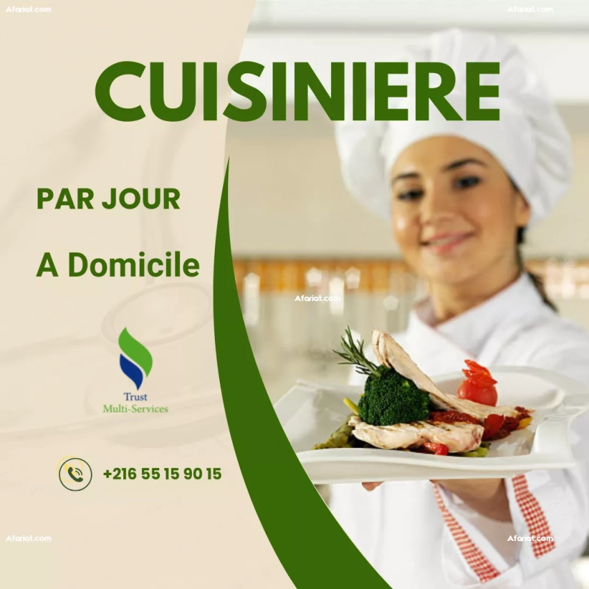 Vous cherchez une cuisinière par jour a Hammam Chatt?