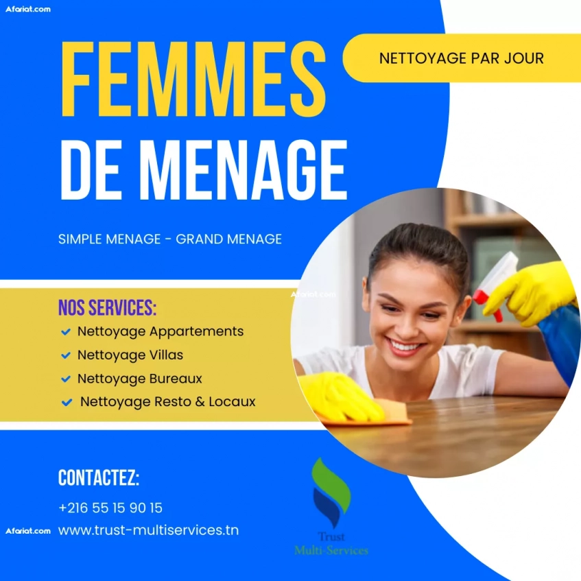 FEMME DE MENAGE PAR JOUR A MORNAG