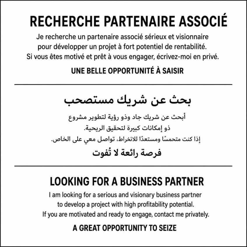 Une belle opportunité à saisir