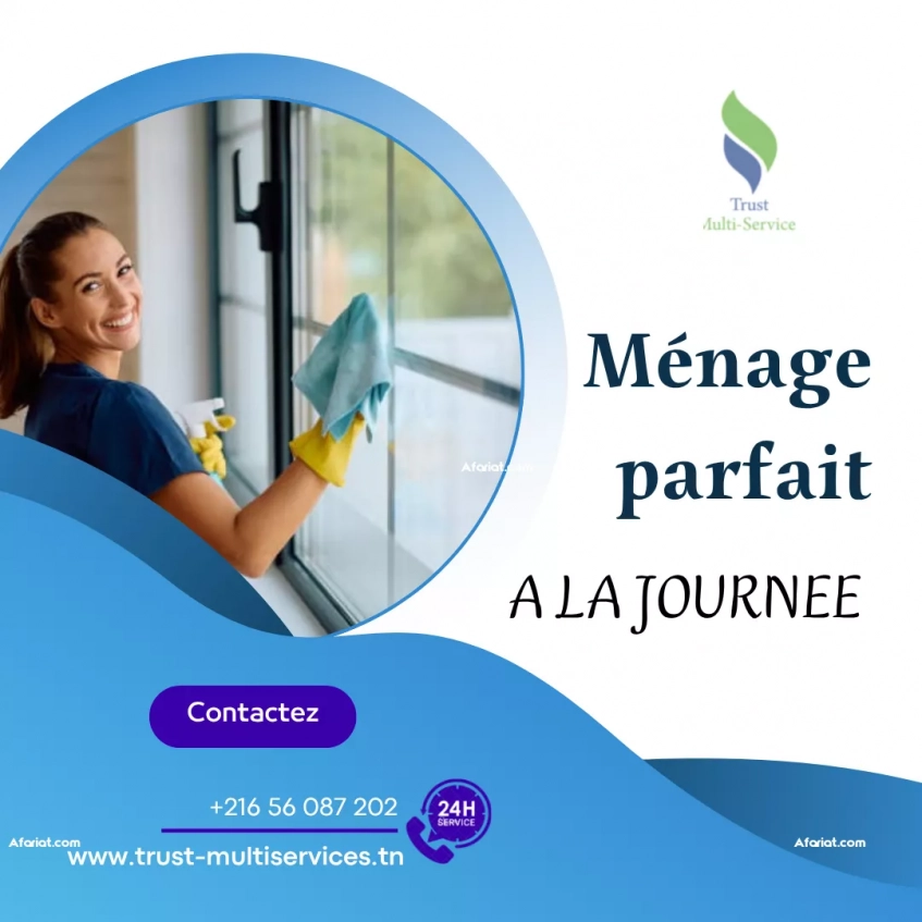 Service ménage quotidien – Simplicité et propreté A El Menzah"