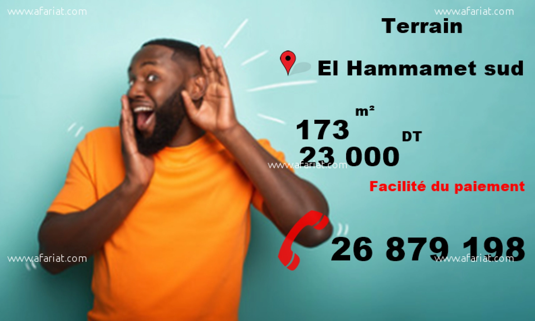 un terrain à El Hammamet avec facilité du paiement