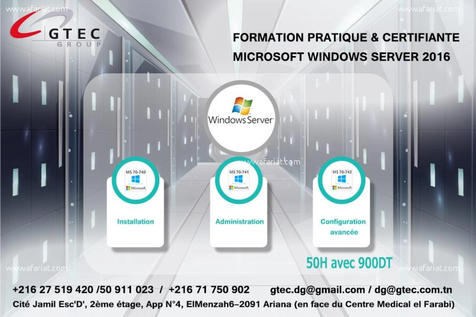 Formation Windows Server 2016 chez GTEC GROUP