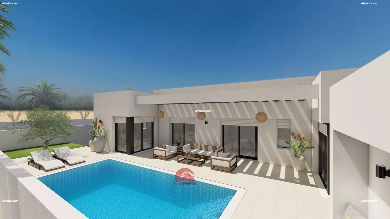 PROJET CONSTRUCTION TITRE BLEU EN Z-U À DJERBA  - RÉF P653
