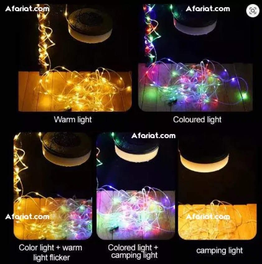 Guirlande lumineuse solaire de 10 mètres pour camping extérieur