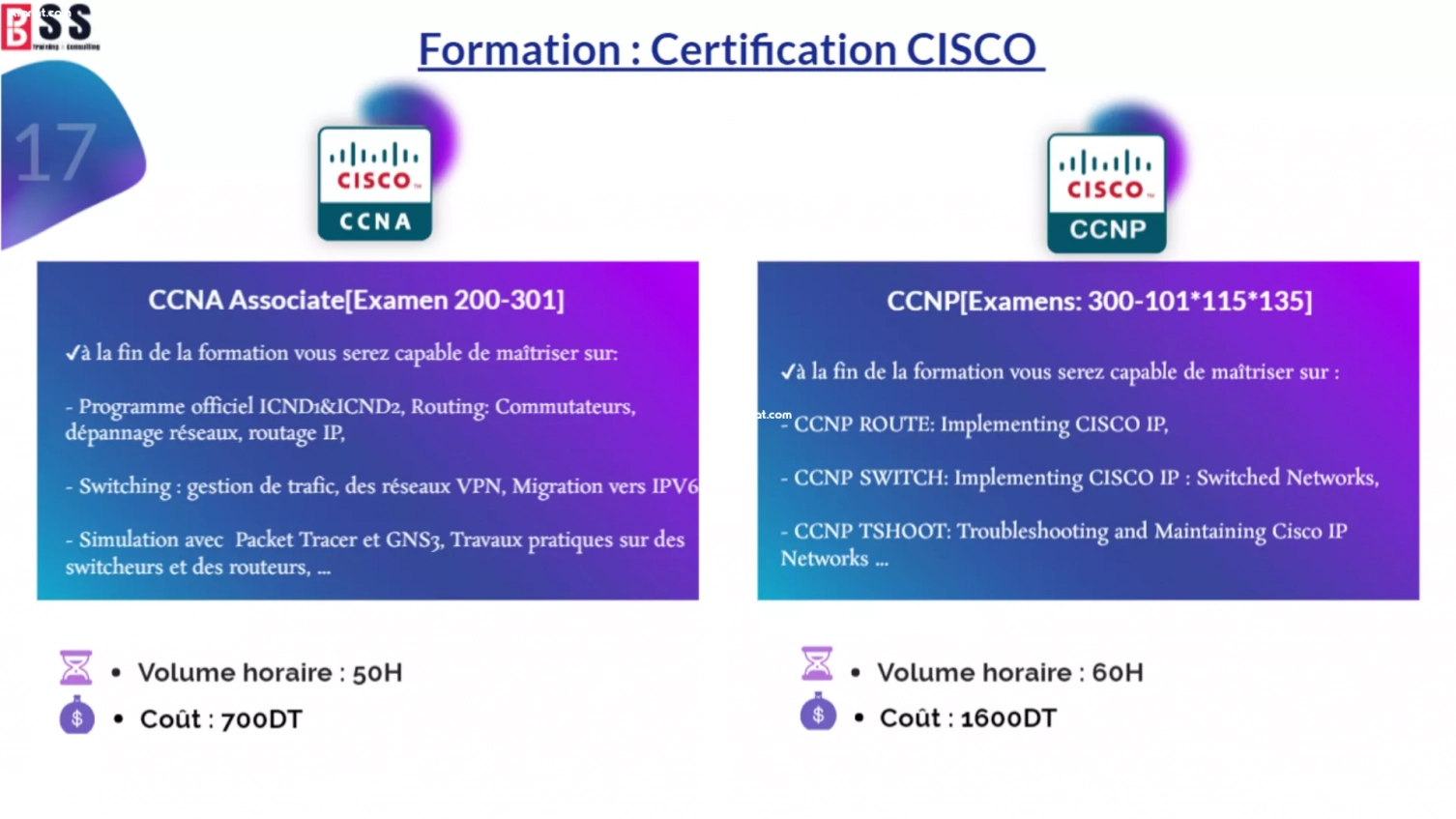 Formation certification  : CISCO