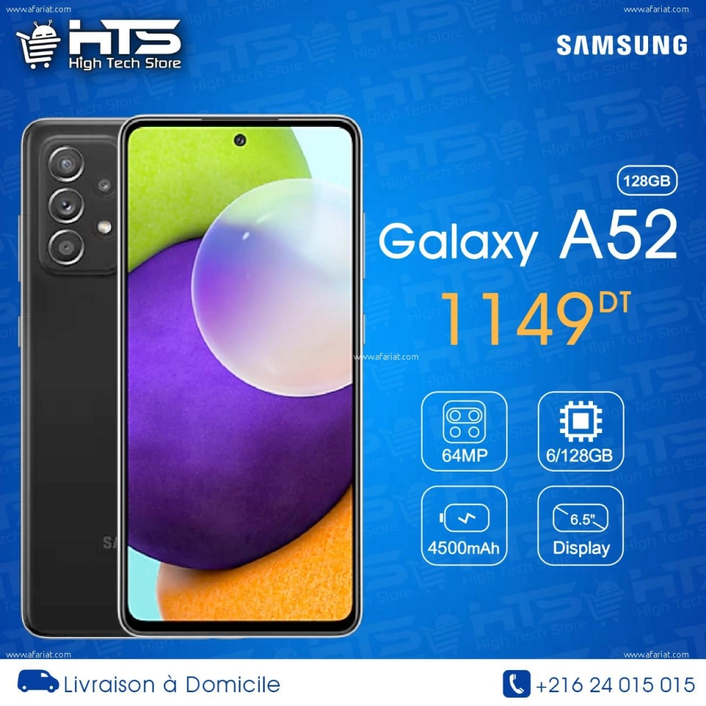 le samsung Galaxy A52 Cacheté + Garantie