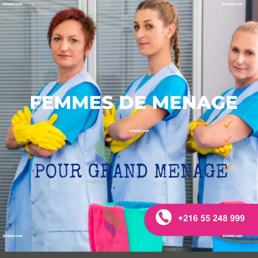 FEMME DE MENAGE POUR GRAND MENAGE A LA MARSA