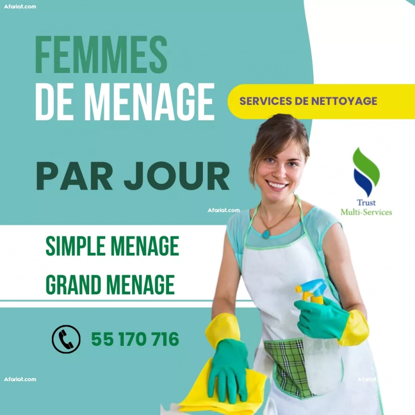 Vous cherchez une femme de ménage par jour A le kram?