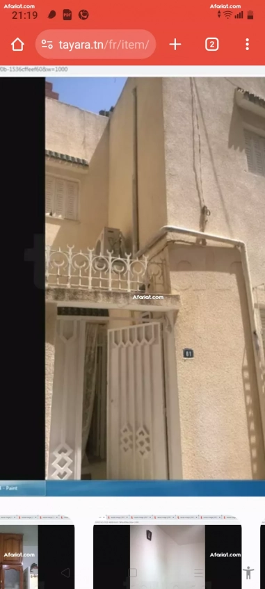 A louer ou a vendre maison S2  a Kram ouest 100 M