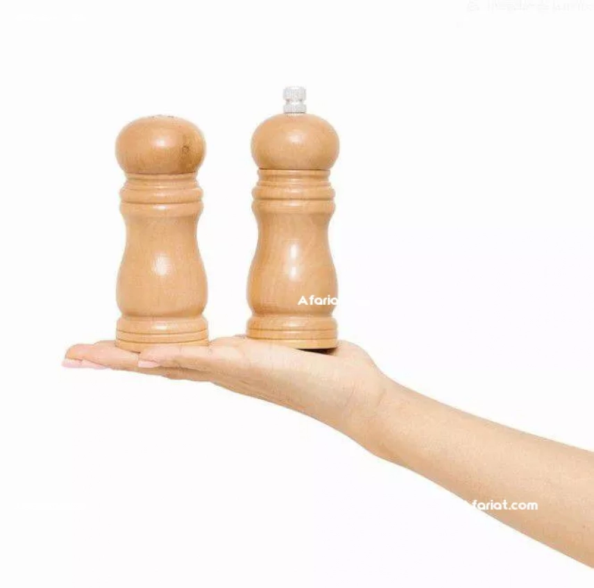 Set de salière & moulin à poivre en bois 2PC 13 cm