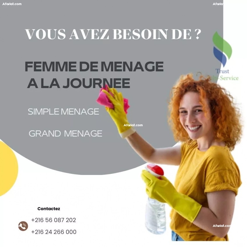 Ménage Pro à Jardins de Carthage – Journée Disponible