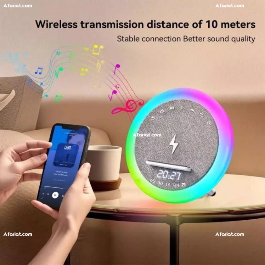 Enceinte Bluetooth multifonctions (chargeur radio horloge réveil)