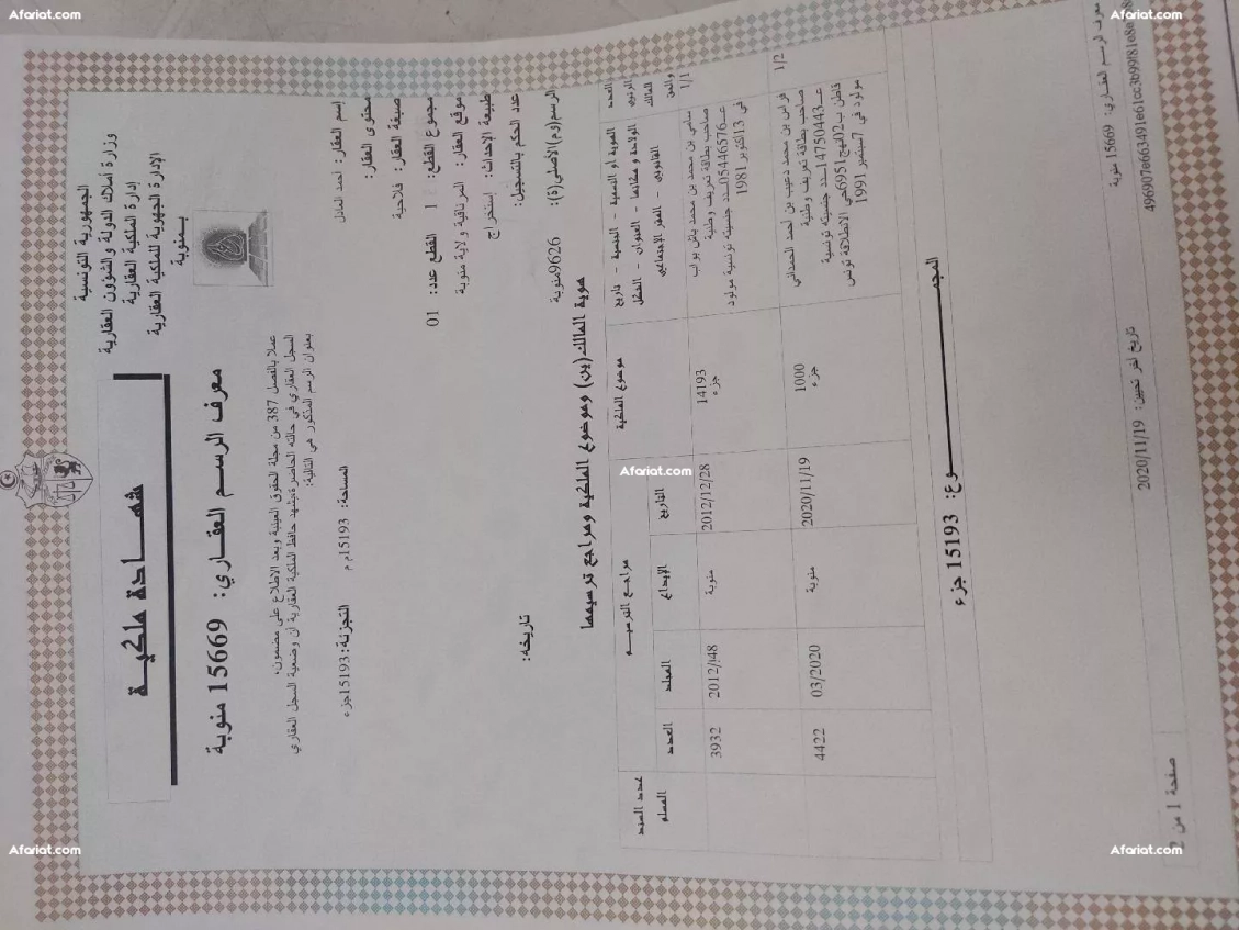 ارض للبيع بالمرناڨية