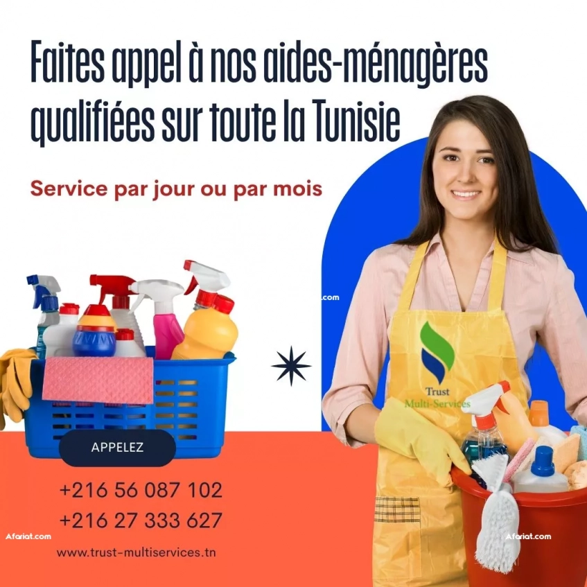 Société qui envoie femmes de ménage à domicile à Ain Zaghouan