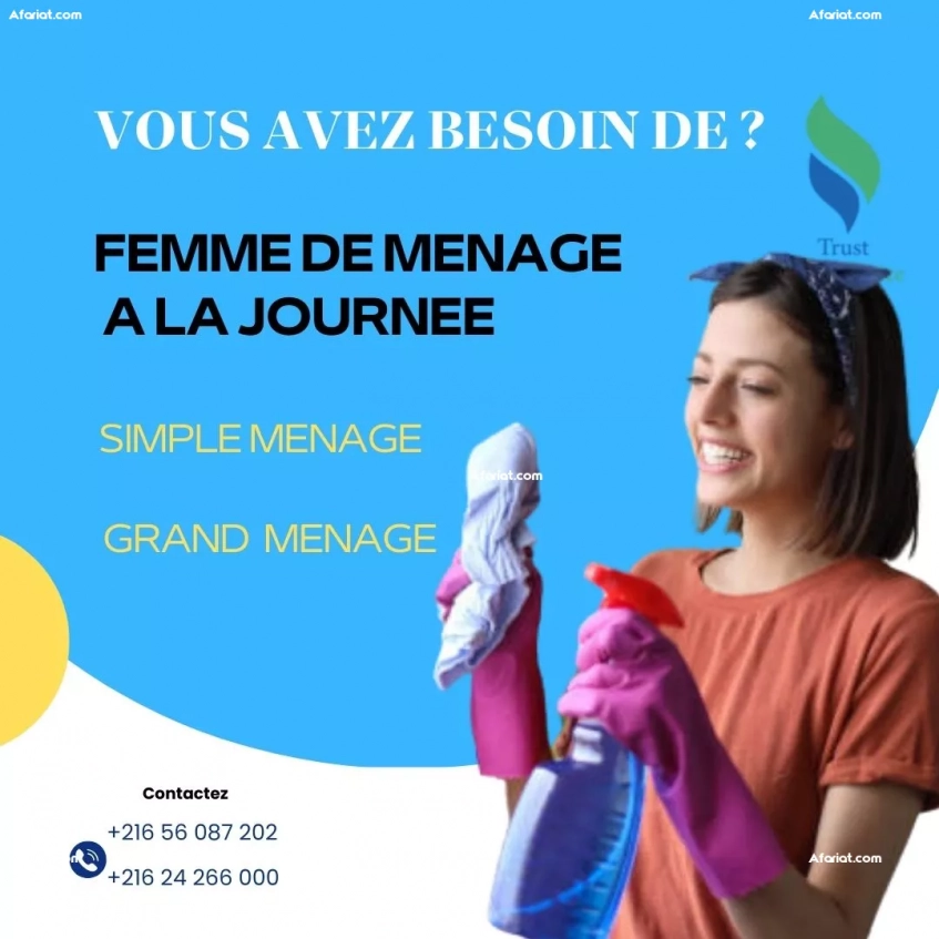 Nettoyage rapide et soigné – femme de ménage par jour A Bab Saado
