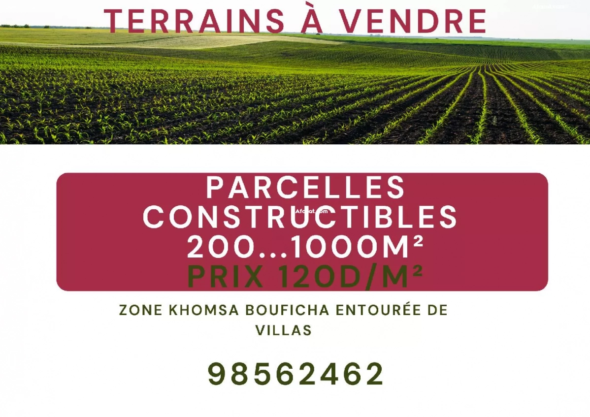 a vendre près de l'espace lkhomsa entrée hammamet yesmin