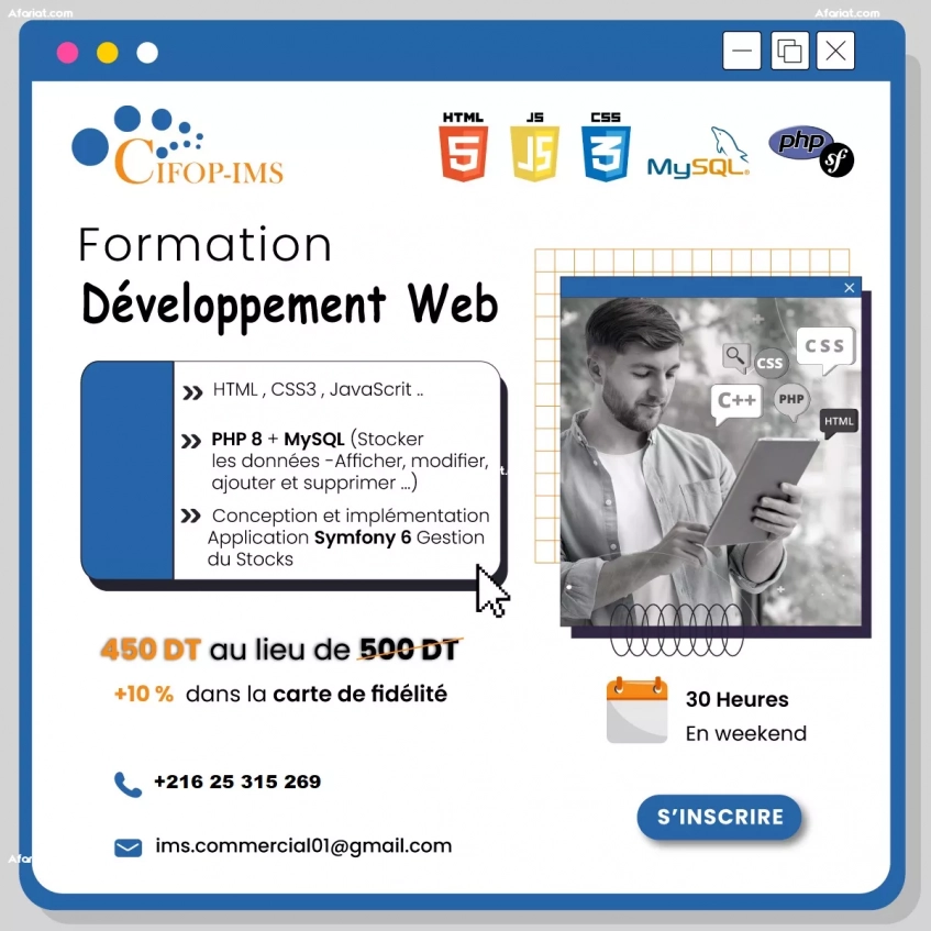 Formation Développement Web Symfony GSM : 25 315 269