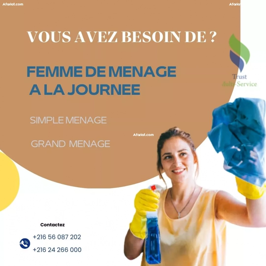 Aide ménagère à Borj Baccouche – À la journée"