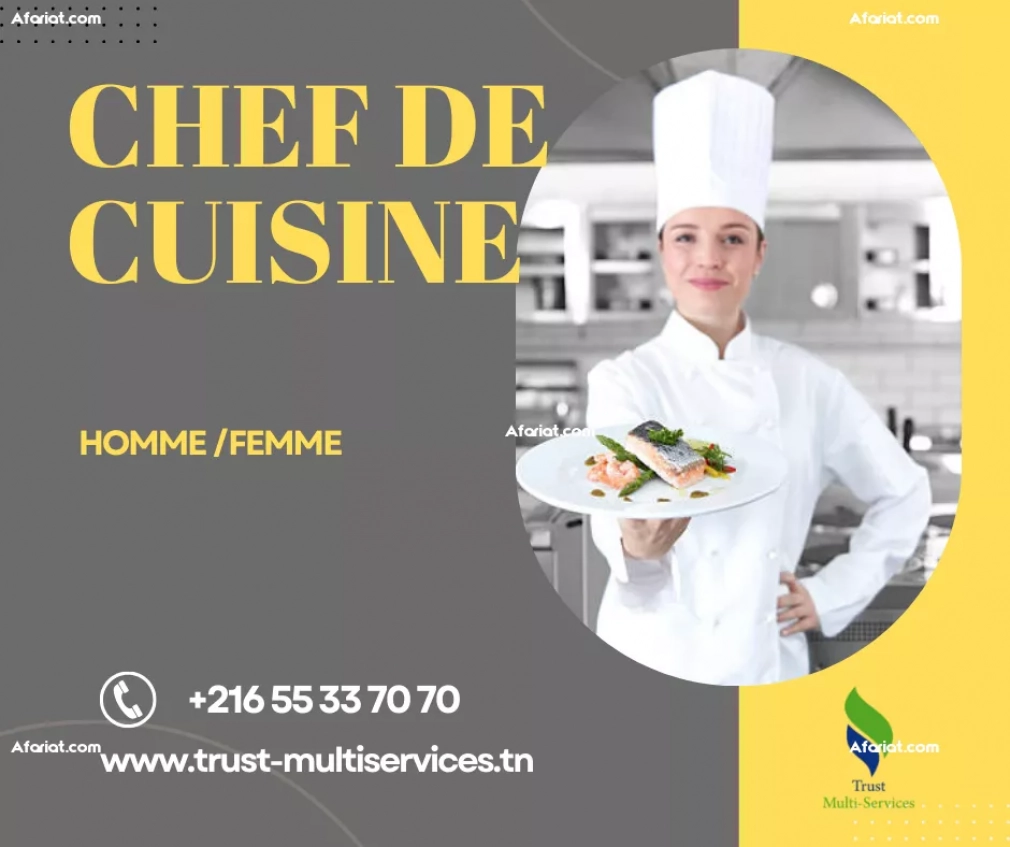CHEFS DE CUISINE H/F CHEZ FAMILLES A CITE ENNASR