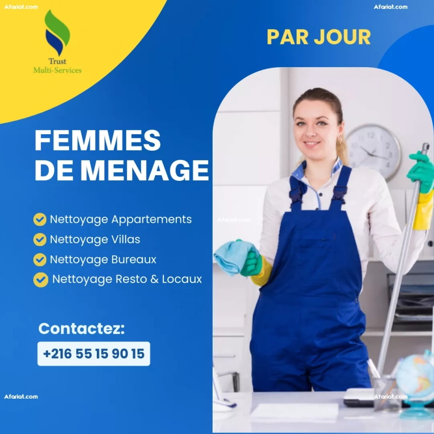 FEMME DE MENAGE PAR JOUR A BEN AROUS