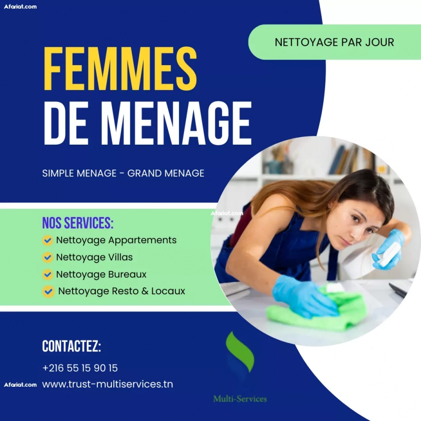 FEMME DE MENAGE PAR JOUR A BORJ CEDRIA