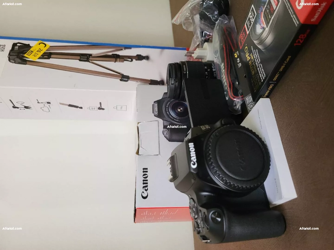 Canon eos 250D + Tripod Hama 66+ carte mémoire 128GB SDD neuf