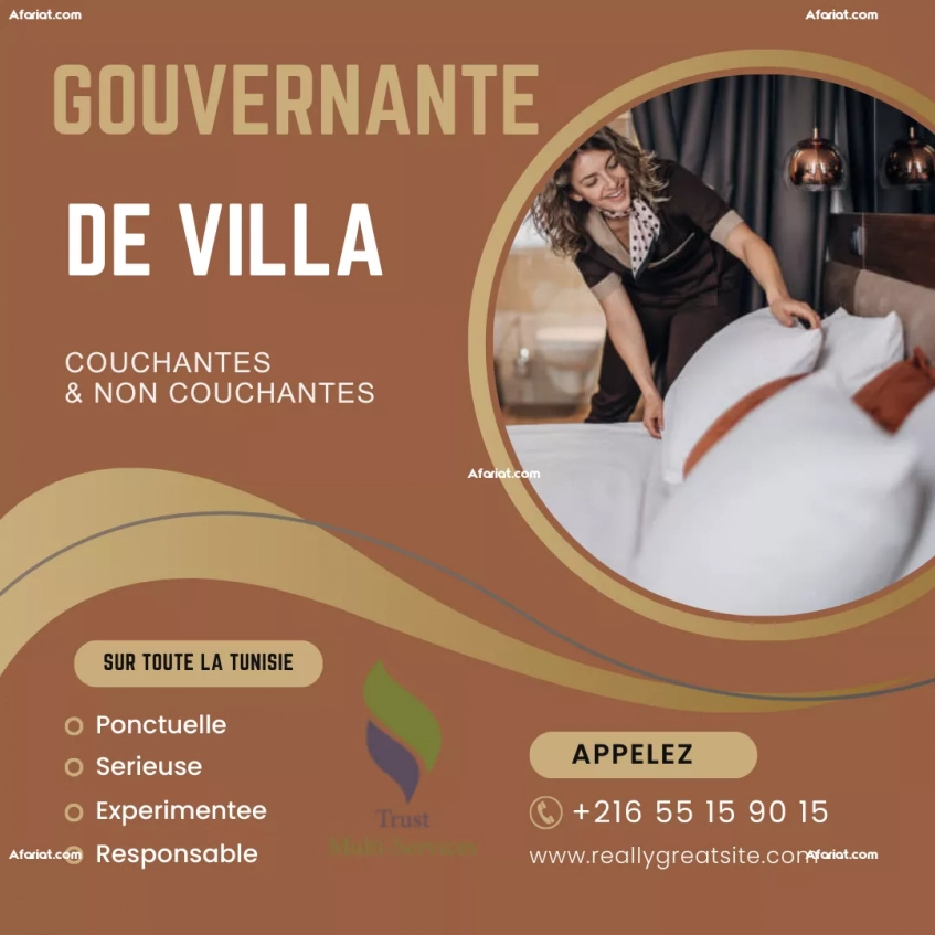 GOUVERNANTE DE VILLA NON COUCHANTE A EZZAHRA