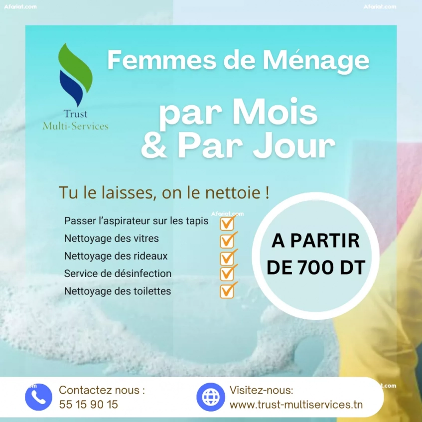 femme de ménage par jour a TUNIS